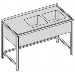 Umývací stôl s dvomi drezmi s krytom, hl 600 - 800 mm, šír 1100 - 1900 mm
