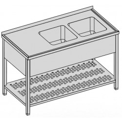 Umýv. stôl s 2 drez., perf. policou a krytom, hl 600 - 800 mm, šír 1100 - 1900 mm