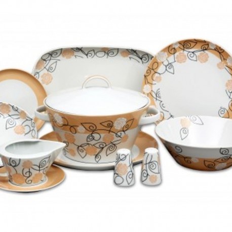 Béžovo - čierno biely dekor obed. súpr. 27 D