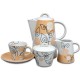 Béžovo - čierno - biela kávová súprava 17 D