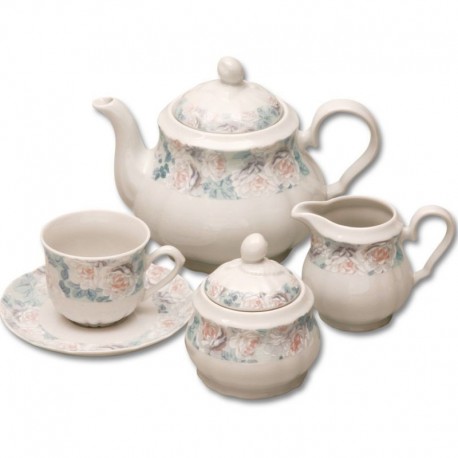 Rose čajová súprava ružovo-sivá ruža 17 D