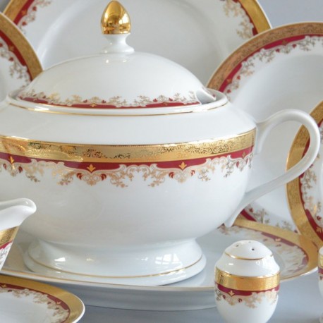 Christine červeno zlatá obedová súprava 28 D