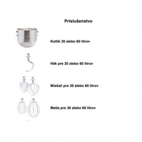 Príslušenstvo 60 l k hnetaciemu stroju