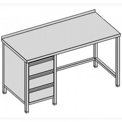Prac. stôl s 3-zásuvkami bočný, hl 600-700-800 mm, šír 800 mm - 2300 mm