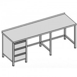 Prac. stôl s 3-zásuvk. bočný dlhý, hl 600-700-800 mm, šír 2400 mm - 2800 mm