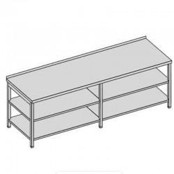 Pracovný stôl s 2-policami dlhý hl 600-700-800 mm, šír 2000 mm - 2800 mm