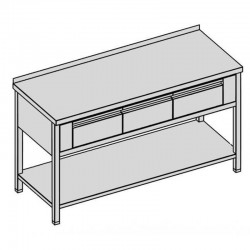 Prac. stôl - 3 kryt. zásuv. a polica hl 600-700-800 mm, šír 1600 - 2200 mm