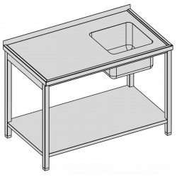 Umývací stôl s drez. a policou, hl 600 - 800 mm, šír 800 - 1900 mm