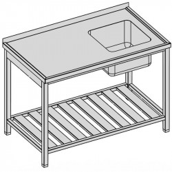 Umývací stôl s drezom a roštom, hl 600 - 800 mm, šír 800 - 1900 mm