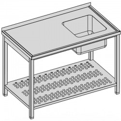 Umýv. stôl s drezom a perfor. policou, hl 600 - 800 mm, šír 800 - 1900 mm