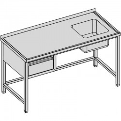 Umývací stôl s drezom a zásuvkou, hl 600 - 800 mm, šír 1000 - 1900 mm