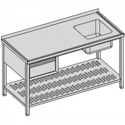 Umýv. stôl so zásuv. a perf. pol., hl 600 - 800 mm, šír 1000 - 1900 mm