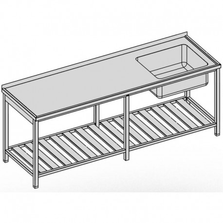 Umývací stôl s vaňou a roštom dlhý 