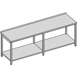 Pracovný stôl s policou dlhý hl 600-700-800 mm, šír 2000 mm - 2800 mm