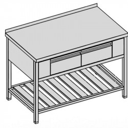 Prac. stôl - 2 kryté zásuv. a rošt,hl 600-700-800 mm, šír 1100 - 2000 mm