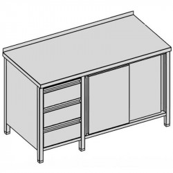 Prac. stôl krytý - 3 zásuvky a pos. dvier. 200x80