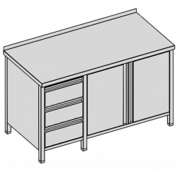 Prac. stôl s 3-zásuv. a otvar. dver., hl 600-700-800 mm, šír 1000 mm - 1900 mm