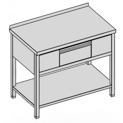 Prac. stôl s kryt. zásuv. a policou, hl 600-700-800 mm, šír 600 mm - 1900 mm