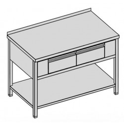 Prac. stôl - 2 kryté zásuv. a polica, hl 600-700-800 mm, šír 1100 - 2000 mm