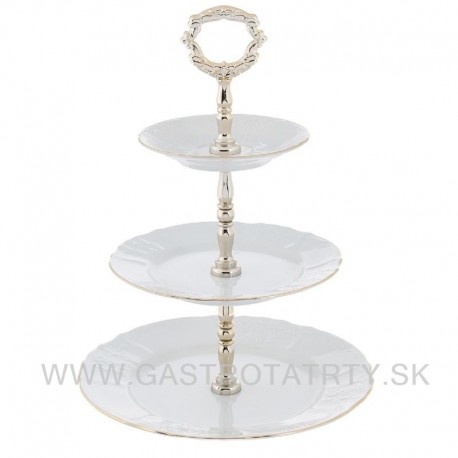 Etažérka Bernadotte biela 3D zlatá linka