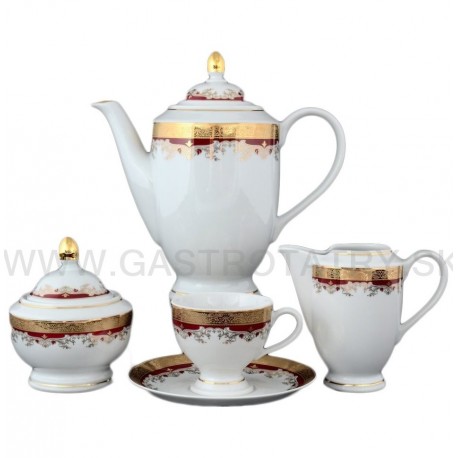 Christine červeno zlatá kávová súprava 17 D