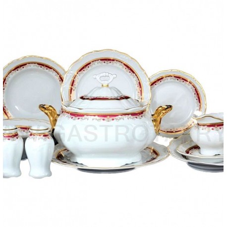 Červeno - zlatá obedová súprava 27 D