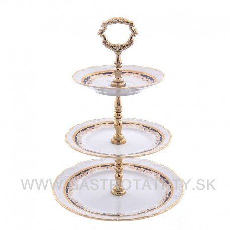 Maria Louise etažérka tmavomodro-zlatý ornament 3 D