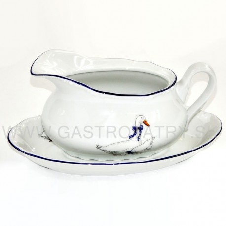 CONSTANCE Omáčnik oválny 0,40 s podšálkou dekor Husi