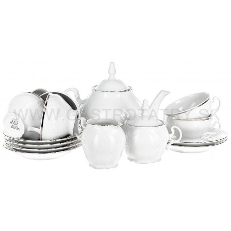 Čajová súprava biela platinová linka 17 D