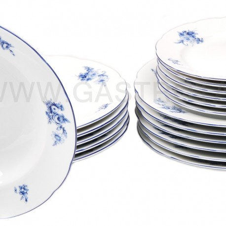 Rose modrý kvet + modrá linka tanierová súprava 18 D