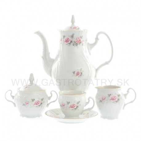 BERNADOTTE kávová súpr. šedo-ruž. kvet z.l. 17 D