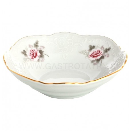 Šedo-ružový kvet + zlatá linka miska komp.13 cm