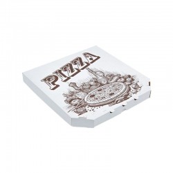 Krabica na pizzu 330x330x30 mm papier kraft/biela s potlačou (100 ks)
