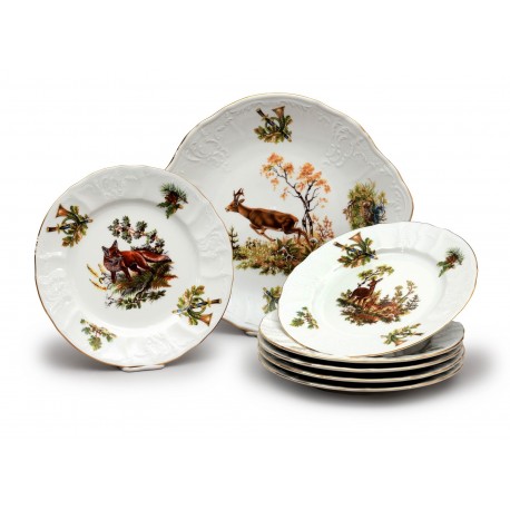 Bernadotte Poľovnícka + zl. linka koláčová súprava 7 D