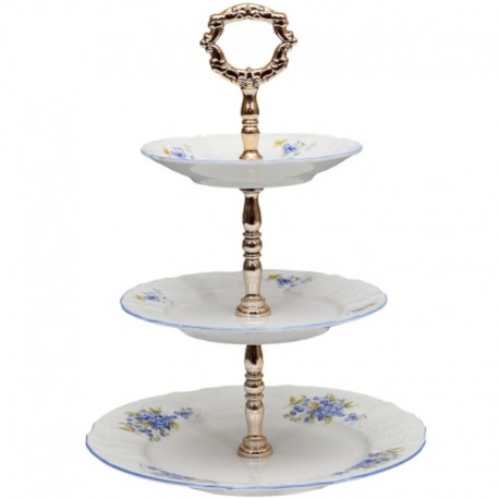 Beranadotte etažérka 3-D nezábudky modrá linka