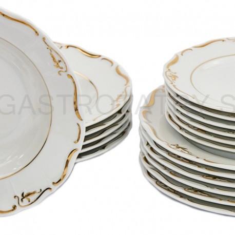 Jemný zlatý ornament - tanierová súprava 18 D