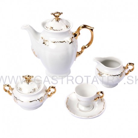 Kávová (mokka) súprava jemný zlatý ornament 17 D