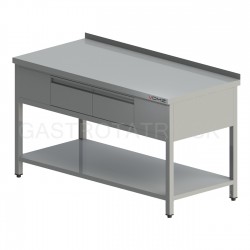 Pracovný stôl 2-zásuvkový s policou, hl 600-700-800 mm, šír 1100 - 2000 mm