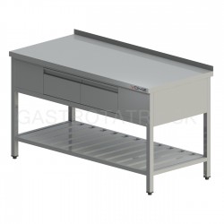 Pracovný stôl 2-zásuv. s rošt. policou h 600-700-800 mm, š 1100 - 2000 mm
