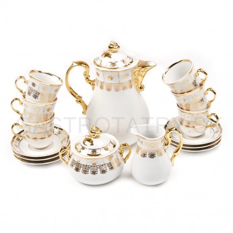 Menuet mokka súprava zlatý ornament 17 D