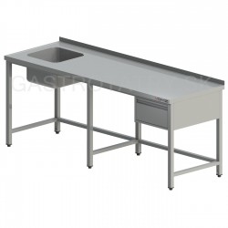 Umýv. stôl s drezom a zásuvkou dlhý, hl 600 - 800 mm, šír 2000 - 2800 mm