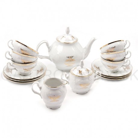 Čajová súprava biela zlat. ornament 17 D