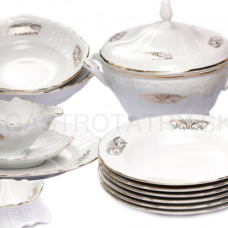 Obedová súprava biela zlatý ornament 26 D