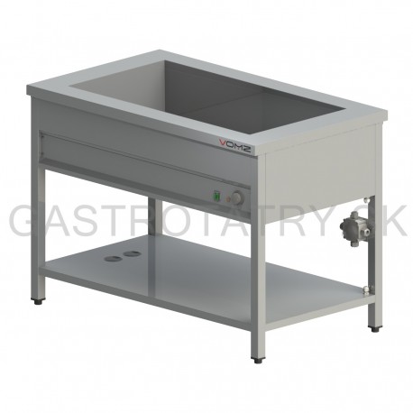 Výdajný ohrievací pult s policou, h 700 mm, š 1800 mm, 5x GN 1/1