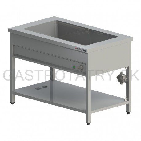 Výdajný ohrievací pult s policou, lisovaná vaňa, 3x GN 1/1