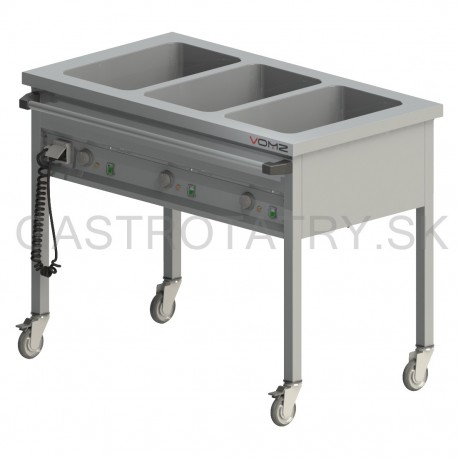 Výdajný ohrievací vozík, lisovaná vaňa, 3x GN 1/1