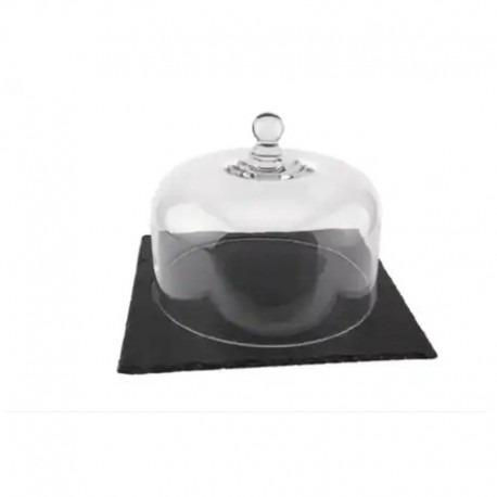 Podložka z bridlicového kameňa so skleneným poklopom