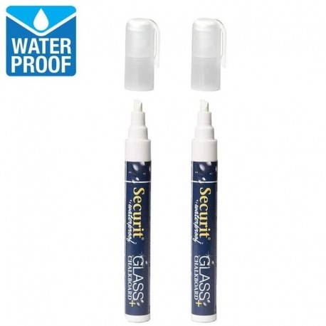 Popisovač vodeodolný malý biely 2 ks