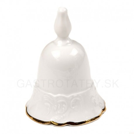 Zvonček s rolničkou biely zlatá linka Bernadotte 10 cm