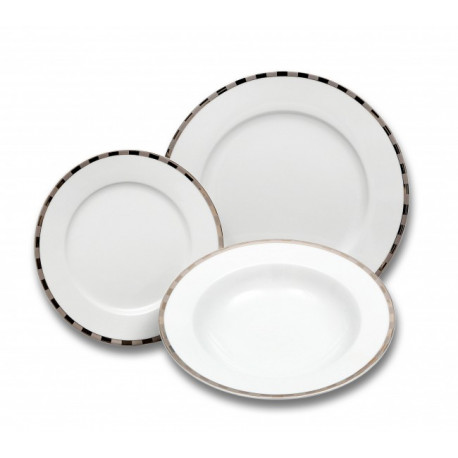Platinový okraj sivá tanierová súprava 18D OPAL (Jana)
